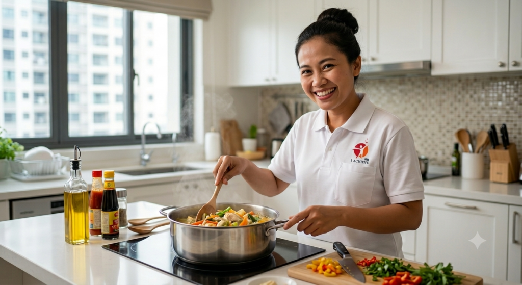 indonesian Maid doing cooking